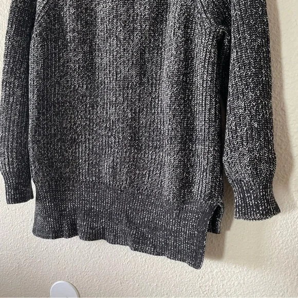 Ellen Tracy Knit Tunic Sweater Women’s L Black Marbled Cotton Rolled Round Neck - Picture 10 of 13